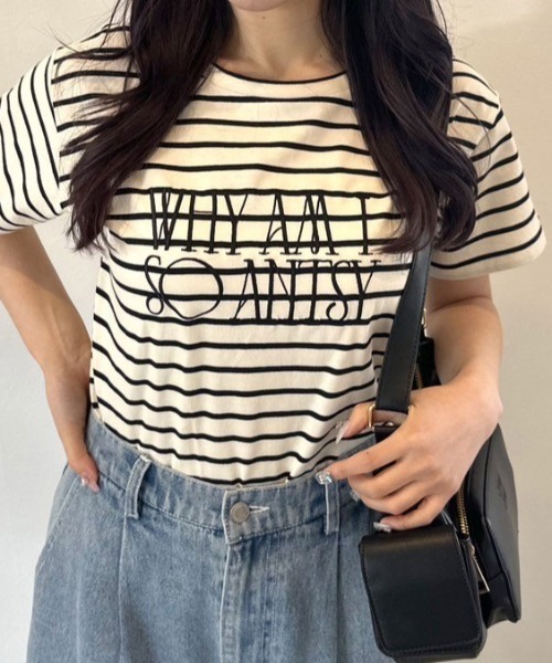 OLIVE des OLIVE（オリーブデオリーブ）の「ロゴTシャツ　1041060550（Tシャツ/カットソー・レディース・トップグレー/ホワイト/ブラック/ピンク/イエロー/サックスブルー/オフホワイト・FREE）」の3枚目の写真