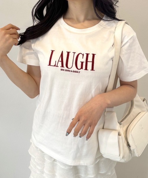 OLIVE des OLIVE（オリーブデオリーブ）の「ロゴTシャツ　1041060550（Tシャツ/カットソー・レディース・トップグレー/ホワイト/ブラック/ピンク/イエロー/サックスブルー/オフホワイト・FREE）」の16枚目の写真