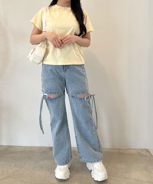 OLIVE des OLIVE（オリーブデオリーブ）の「ロゴTシャツ　1041060550（Tシャツ/カットソー・レディース・トップグレー/ホワイト/ブラック/ピンク/イエロー/サックスブルー/オフホワイト・FREE）」の20枚目の写真