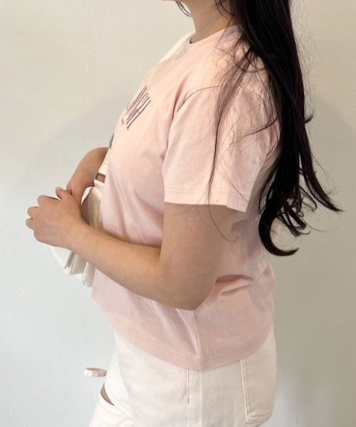 OLIVE des OLIVE（オリーブデオリーブ）の「ロゴTシャツ　1041060550（Tシャツ/カットソー・レディース・トップグレー/ホワイト/ブラック/ピンク/イエロー/サックスブルー/オフホワイト・FREE）」の18枚目の写真