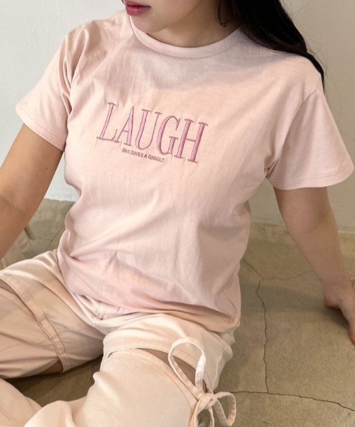 OLIVE des OLIVE（オリーブデオリーブ）の「ロゴTシャツ　1041060550（Tシャツ/カットソー・レディース・トップグレー/ホワイト/ブラック/ピンク/イエロー/サックスブルー/オフホワイト・FREE）」の9枚目の写真