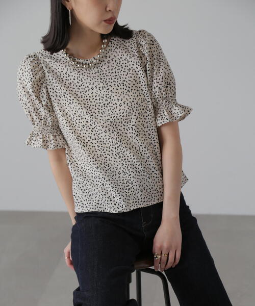 FREE'S MART（フリーズマート）の「◆ギャザースリーブ半袖ブラウス（シャツ/ブラウス・レディース・ブラック系その他/ベージュ系その他/ホワイト系その他・FREE）」の8枚目の写真