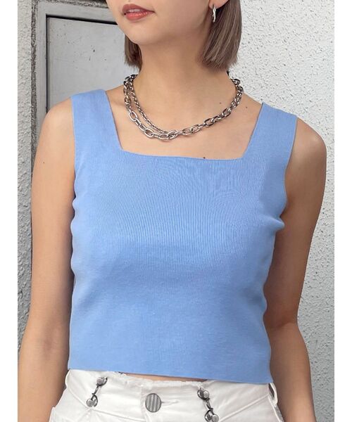 MURUA(ムルーア)の「クロップトスクエアニットタンク(ニット/セーター・レディース・ホワイト/ブラック/ブルー/その他1/その他2・FREE)」の1枚目の写真