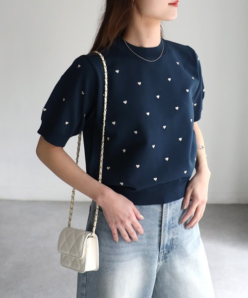 ROSIEE ロージー　ハート刺繍ニット　長袖ニット　セーター　ブラック 楽天市場】ハート（柄刺繍）（ニット・セーター｜トップス