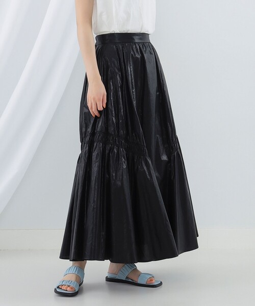 Ray BEAMS（レイビームス）の「Ray BEAMS / グロッシー ギャザー スカート（スカート・レディース・ブラック/ホワイト系その他6・1/0）」の2枚目の写真