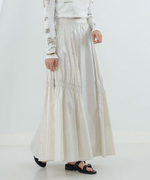 Ray BEAMS（レイビームス）の「Ray BEAMS / グロッシー ギャザー スカート（スカート・レディース・ブラック/ホワイト系その他6・1/0）」の3枚目の写真