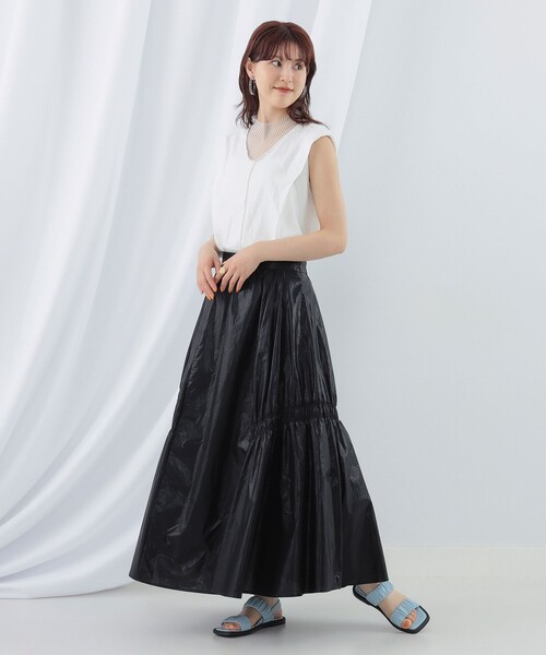 Ray BEAMS（レイビームス）の「Ray BEAMS / グロッシー ギャザー スカート（スカート・レディース・ブラック/ホワイト系その他6・1/0）」の9枚目の写真