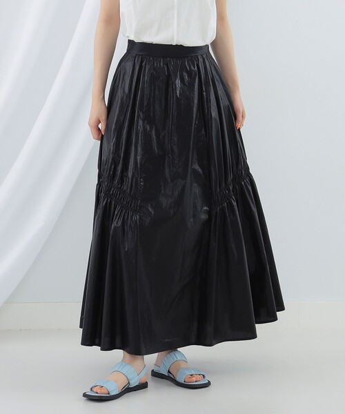 Ray BEAMS（レイビームス）の「Ray BEAMS / グロッシー ギャザー スカート（スカート・レディース・ブラック/ホワイト系その他6・1/0）」の10枚目の写真