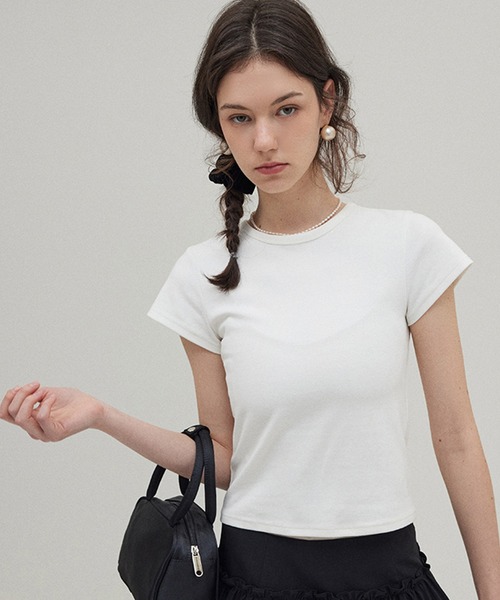 tシャツ プチハイネック フレンチスリーブ ギャザー Tシャツ FQ25S068「Fano Studios」「2025SS」 レディース メンズ フレンチスリーブラウンドネックレタリングTシャツ FX23S268