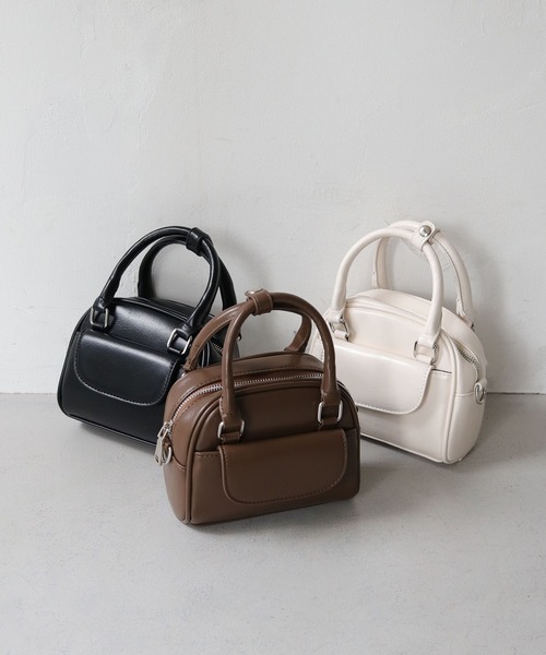 nomnom(ノムノム)の「【nomnom】ボストンミニショルダーバッグ(ショルダーバッグ・レディース・ダークブラウン/アイボリー/ブラック・FREE)」の2枚目の写真