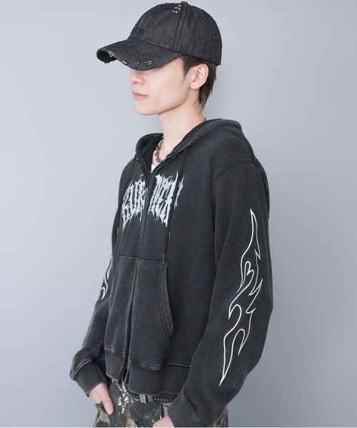 SPINNS（スピンズ）の「ダメージデニムキャップ/韓国/Y2K/グランジストリート/ユニセックス（キャップ・メンズ・ブラウン/ブラック・ONESIZE）」の16枚目の写真