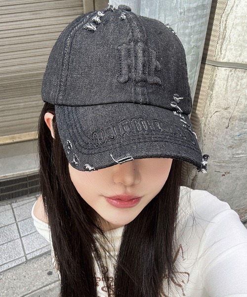 SPINNS（スピンズ）の「ダメージデニムキャップ/韓国/Y2K/グランジストリート/ユニセックス（キャップ・メンズ・ブラウン/ブラック・ONESIZE）」の18枚目の写真