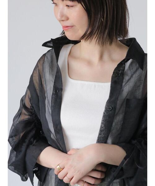 Lugnoncure（ルノンキュール）の「空紡糸テレコタンクトップ（タンクトップ・レディース・オフホワイト/ベージュ/ブラック・F）」の4枚目の写真