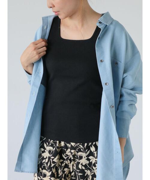 Lugnoncure（ルノンキュール）の「空紡糸テレコタンクトップ（タンクトップ・レディース・オフホワイト/ベージュ/ブラック・F）」の7枚目の写真