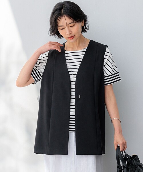 【撥水加工/UVカット】キューティクルストレッチツイル ジレ