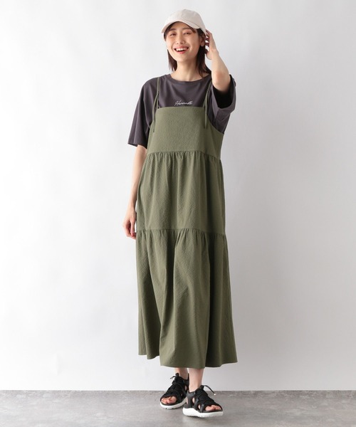 GLOBAL WORK(グローバルワーク)の「お手入れらくらく2WAYキャミワンピース/115349(ワンピース・レディース・ブラウン/ブラック/カーキ・FREE)」の6枚目の写真