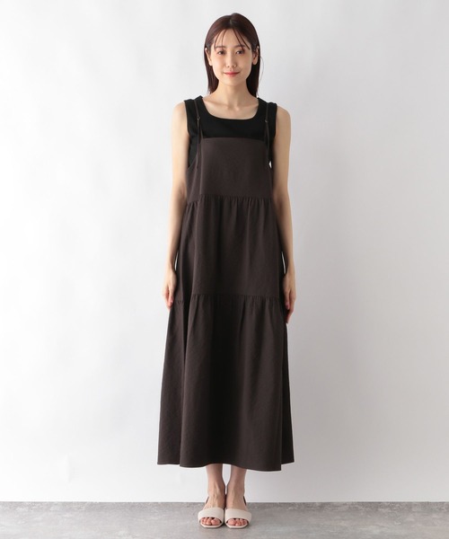 GLOBAL WORK(グローバルワーク)の「お手入れらくらく2WAYキャミワンピース/115349(ワンピース・レディース・ブラウン/ブラック/カーキ・FREE)」の14枚目の写真
