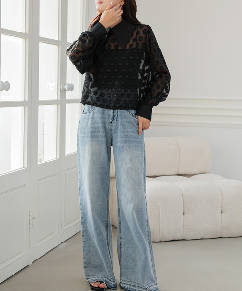 ECLIN(エクラン)の「シアージャガードバックカシュクールシャツ(シャツ/ブラウス・レディース・アイボリー/ブラック・M/L)」の12枚目の写真
