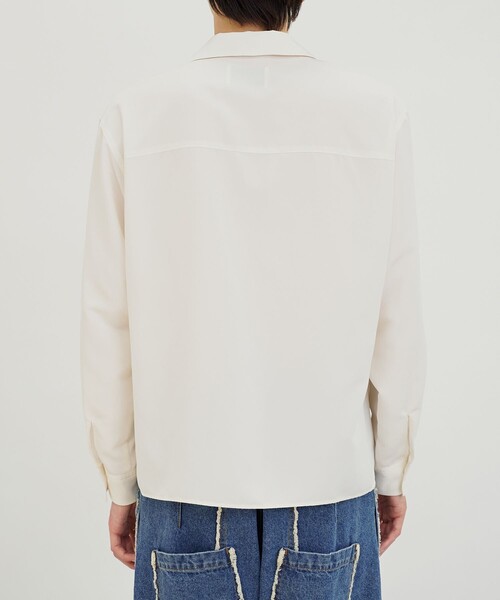 PUBLIC TOKYO(パブリックトウキョウ)の「サテンライクシルキーオープンシャツ(シャツ/ブラウス・メンズ・ホワイト/ダークグレー/ブラック/サックスブルー・1/2)」の15枚目の写真