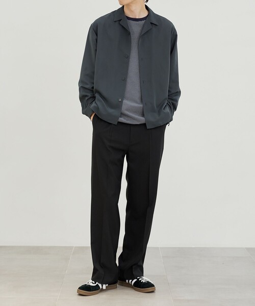 PUBLIC TOKYO(パブリックトウキョウ)の「サテンライクシルキーオープンシャツ(シャツ/ブラウス・メンズ・ホワイト/ダークグレー/ブラック/サックスブルー・1/2)」の10枚目の写真