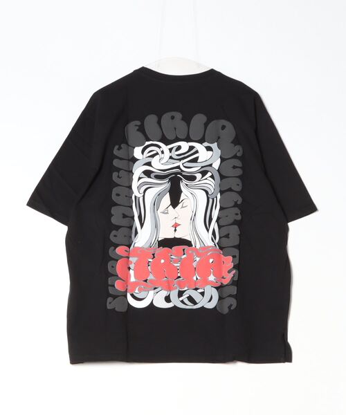 1111clothing(ワンフォークロージング)の「【unisex】ガールズイラスト Tシャツ / オーバーサイズTシャツ ビッグシルエット メンズ レディース(Tシャツ/カットソー・メンズ・ホワイト/ブラック・ONESIZE(M))」の4枚目の写真