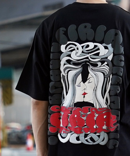 1111clothing(ワンフォークロージング)の「【unisex】ガールズイラスト Tシャツ / オーバーサイズTシャツ ビッグシルエット メンズ レディース(Tシャツ/カットソー・メンズ・ホワイト/ブラック・ONESIZE(M))」の18枚目の写真