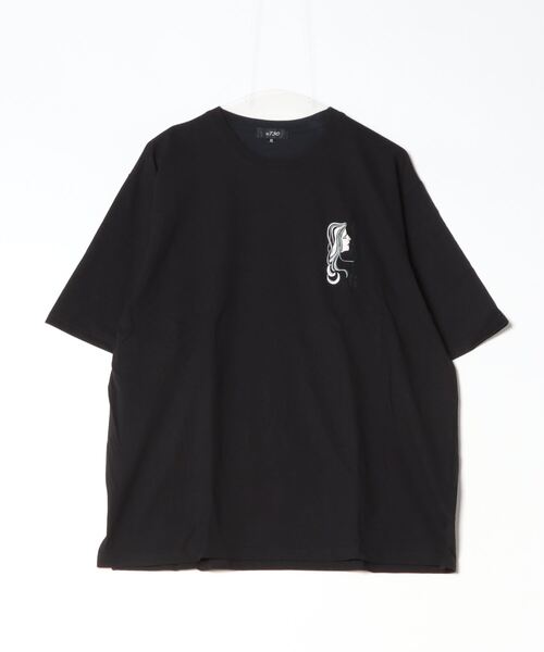 1111clothing(ワンフォークロージング)の「【unisex】ガールズイラスト Tシャツ / オーバーサイズTシャツ ビッグシルエット メンズ レディース(Tシャツ/カットソー・メンズ・ホワイト/ブラック・ONESIZE(M))」の20枚目の写真