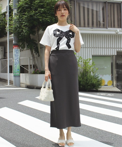 INCEDE（インシード）の「グログランリボン Tシャツ（Tシャツ/カットソー・レディース・ブラック/オフホワイト・M/L/LL）」の18枚目の写真