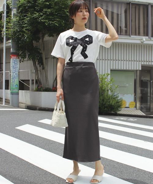 INCEDE（インシード）の「グログランリボン Tシャツ（Tシャツ/カットソー・レディース・ブラック/オフホワイト・M/L/LL）」の17枚目の写真