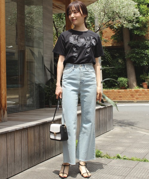 INCEDE（インシード）の「グログランリボン Tシャツ（Tシャツ/カットソー・レディース・ブラック/オフホワイト・M/L/LL）」の9枚目の写真