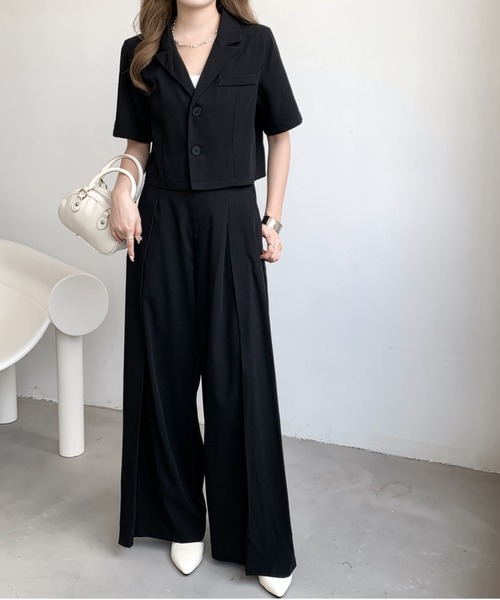 【セール】ショートテーラージャケット＋タックワイドパンツセットアップ（セットアップ）｜BANNER SELECT（バナーセレクト）