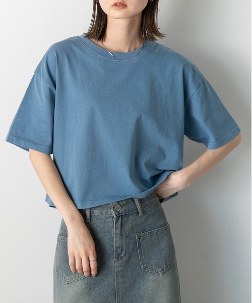 ad thie(アドティエ)の「ヴィンテージ風 ピグメントショート丈Tシャツ(Tシャツ/カットソー・レディース・チャコールグレー/ブルー/レッド/ネイビー・FREE)」の22枚目の写真