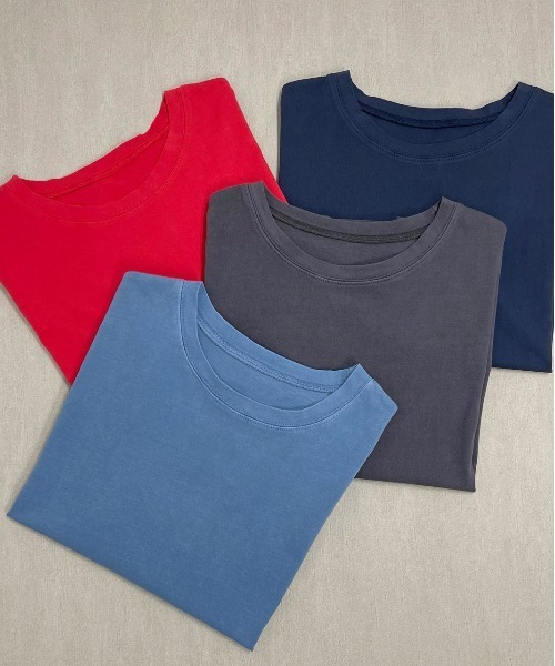 ad thie(アドティエ)の「ヴィンテージ風 ピグメントショート丈Tシャツ(Tシャツ/カットソー・レディース・チャコールグレー/ブルー/レッド/ネイビー・FREE)」の9枚目の写真