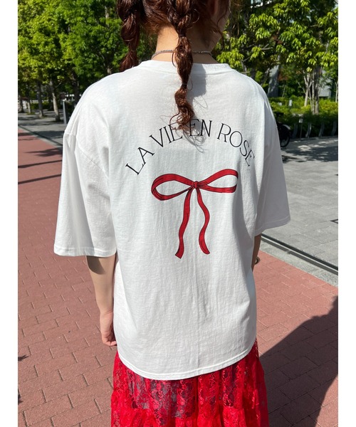 WC(ダブル シー)の「リボンプリントビッグTシャツ(Tシャツ/カットソー・レディース・スミクロ/グレー/ホワイト・FREE)」の11枚目の写真