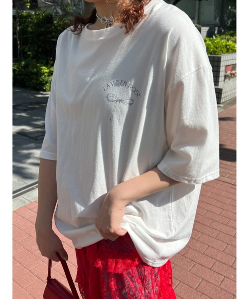 WC(ダブル シー)の「リボンプリントビッグTシャツ(Tシャツ/カットソー・レディース・スミクロ/グレー/ホワイト・FREE)」の9枚目の写真