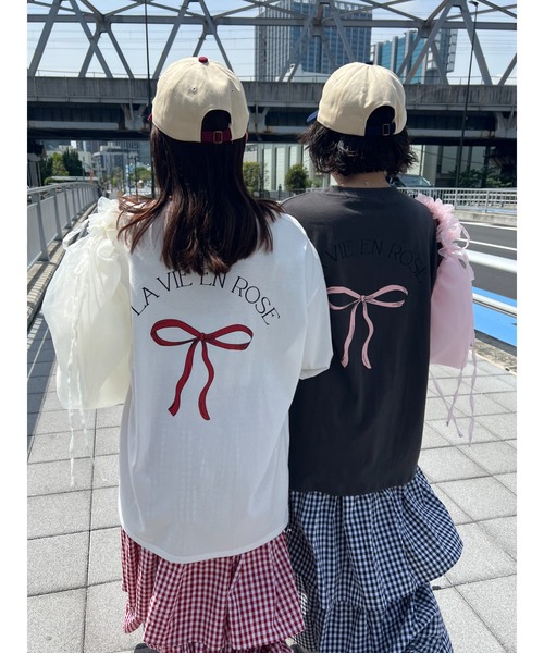 WC(ダブル シー)の「リボンプリントビッグTシャツ(Tシャツ/カットソー・レディース・スミクロ/グレー/ホワイト・FREE)」の22枚目の写真