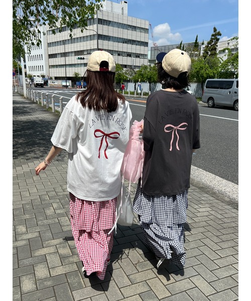 WC(ダブル シー)の「リボンプリントビッグTシャツ(Tシャツ/カットソー・レディース・スミクロ/グレー/ホワイト・FREE)」の19枚目の写真
