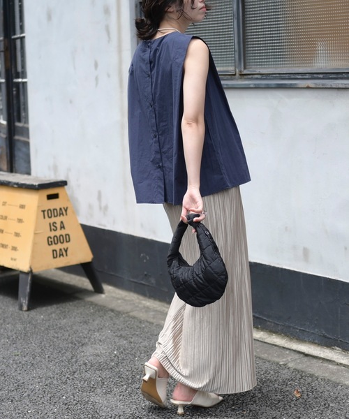 セール】タックノースリバックボタントップス（シャツ/ブラウス