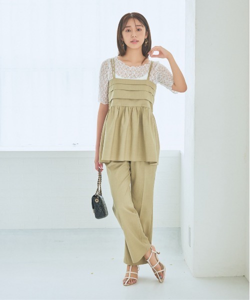 mysty woman（ミスティウーマン）の「ヨークタックテーパードパンツ 135607（スラックス・レディース・ダークブラウン/ベージュ/グレー・FREE）」の17枚目の写真