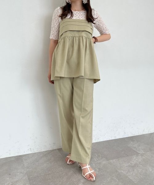 mysty woman（ミスティウーマン）の「ヨークタックテーパードパンツ 135607（スラックス・レディース・ダークブラウン/ベージュ/グレー・FREE）」の22枚目の写真