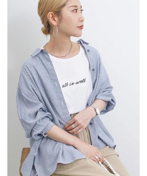 Samansa Mos2 blue（サマンサモスモスブルー）の「【接触冷感】麻レーヨンシャツ（シャツ/ブラウス・レディース・キナリ/ネイビー/チャコールグレー/ブルー/カーキ/イエロー・F）」の5枚目の写真