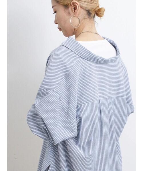 Samansa Mos2 blue（サマンサモスモスブルー）の「【接触冷感】麻レーヨンシャツ（シャツ/ブラウス・レディース・キナリ/ネイビー/チャコールグレー/ブルー/カーキ/イエロー・F）」の13枚目の写真