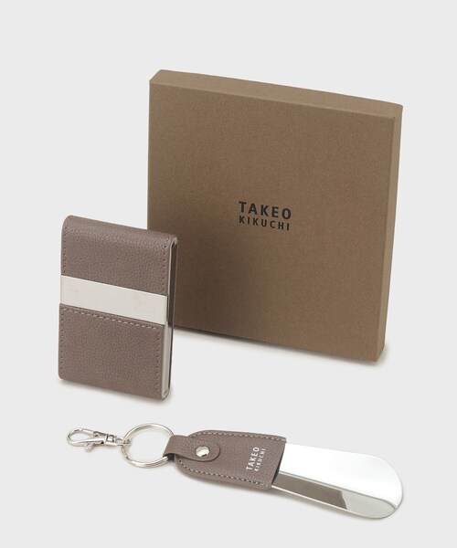 TAKEO KIKUCHI(タケオキクチ)の「【BOXセット】名刺入れ&シューホーンセット(その他小物・メンズ・モスグリーン/ダークグレー/ブラック・00)」の3枚目の写真