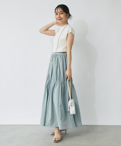 ラブティックボンボンスカートタイトシアーティアードスカートブラック