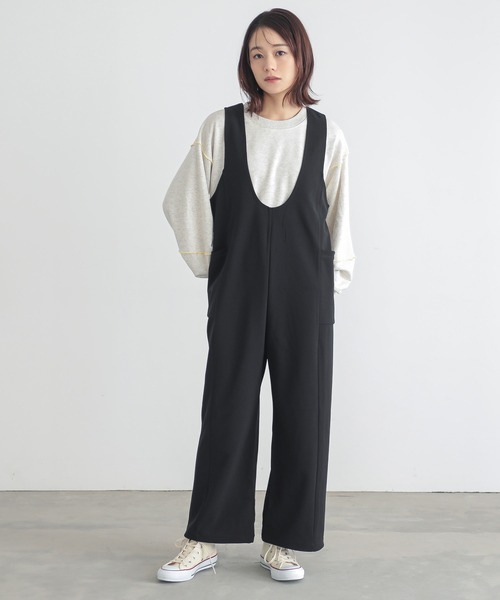 n'OrLABEL(ノアールレーベル)の「『前後2wayドロストサロペット』(サロペット/オーバーオール・レディース・ブラック/ベージュ・1/2)」の1枚目の写真