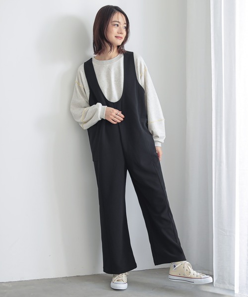 n'OrLABEL(ノアールレーベル)の「『前後2wayドロストサロペット』(サロペット/オーバーオール・レディース・ブラック/ベージュ・1/2)」の6枚目の写真