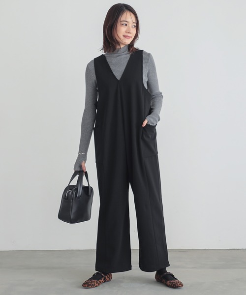 n'OrLABEL(ノアールレーベル)の「『前後2wayドロストサロペット』(サロペット/オーバーオール・レディース・ブラック/ベージュ・1/2)」の3枚目の写真