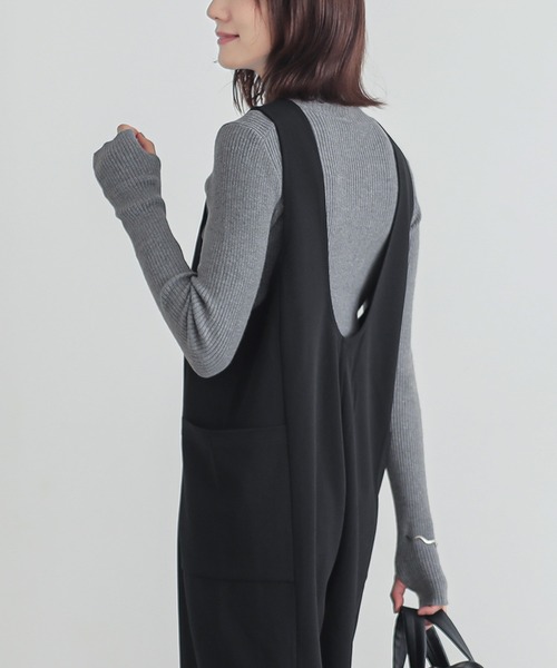 n'OrLABEL(ノアールレーベル)の「『前後2wayドロストサロペット』(サロペット/オーバーオール・レディース・ブラック/ベージュ・1/2)」の4枚目の写真