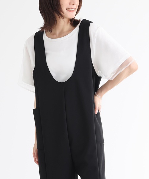 n'OrLABEL（ノアールレーベル）の「前後2wayドロストサロペット（サロペット/オーバーオール・レディース・ブラック/ベージュ・1/2）」の22枚目の写真