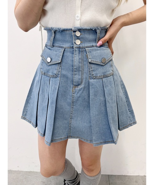 PHILLY（フィリー）の「【PHILLY】ポケットデニムプリーツスカート（デニムスカート・レディース・ブラック/ブルー・FREE）」の7枚目の写真